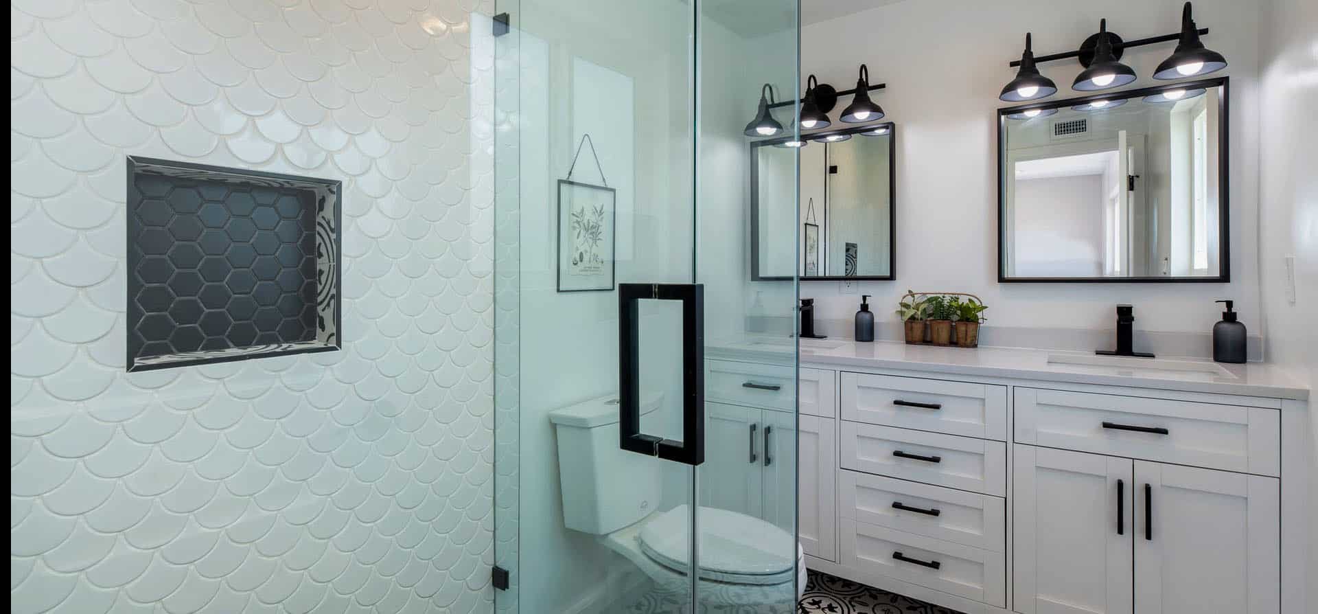 Commercial shower doors in the bathroom