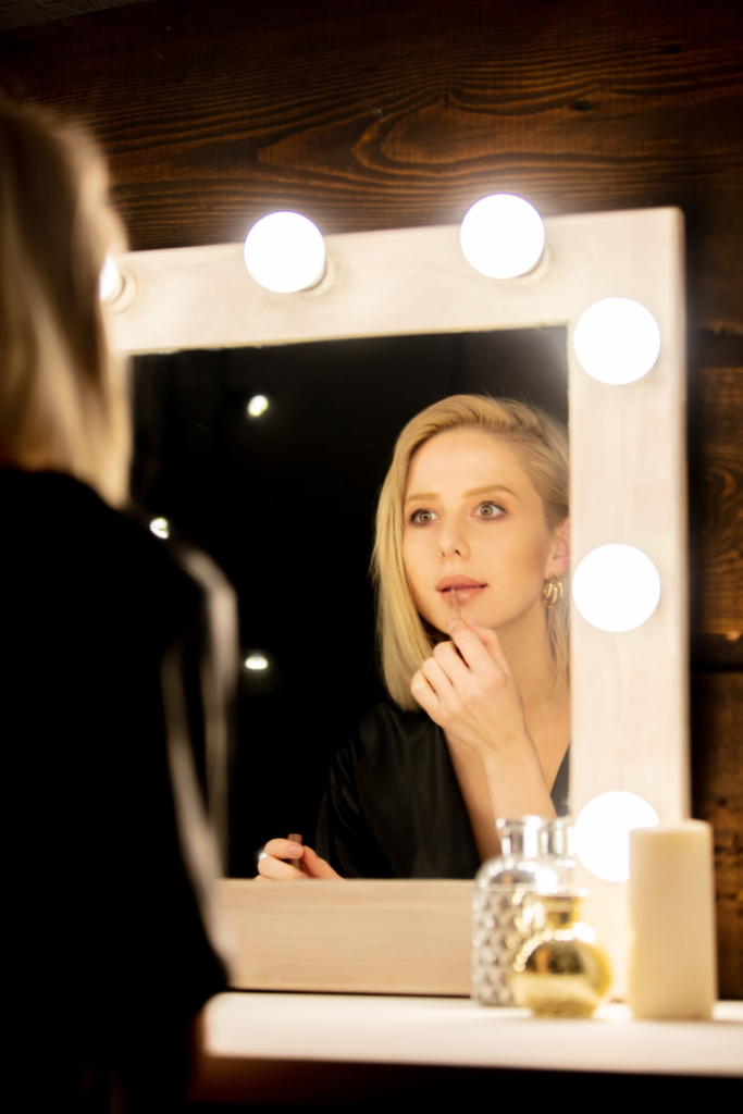 Woman in a vanity mirror