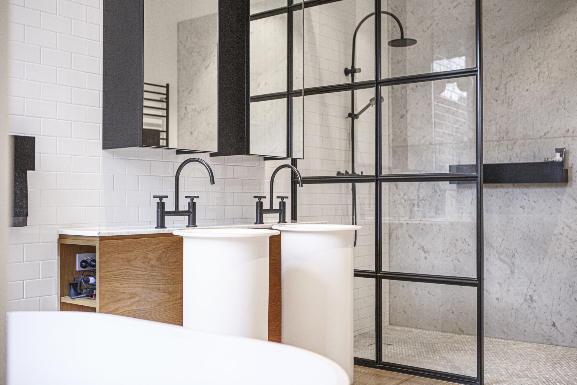 Bathroom with Framed Shower Doors